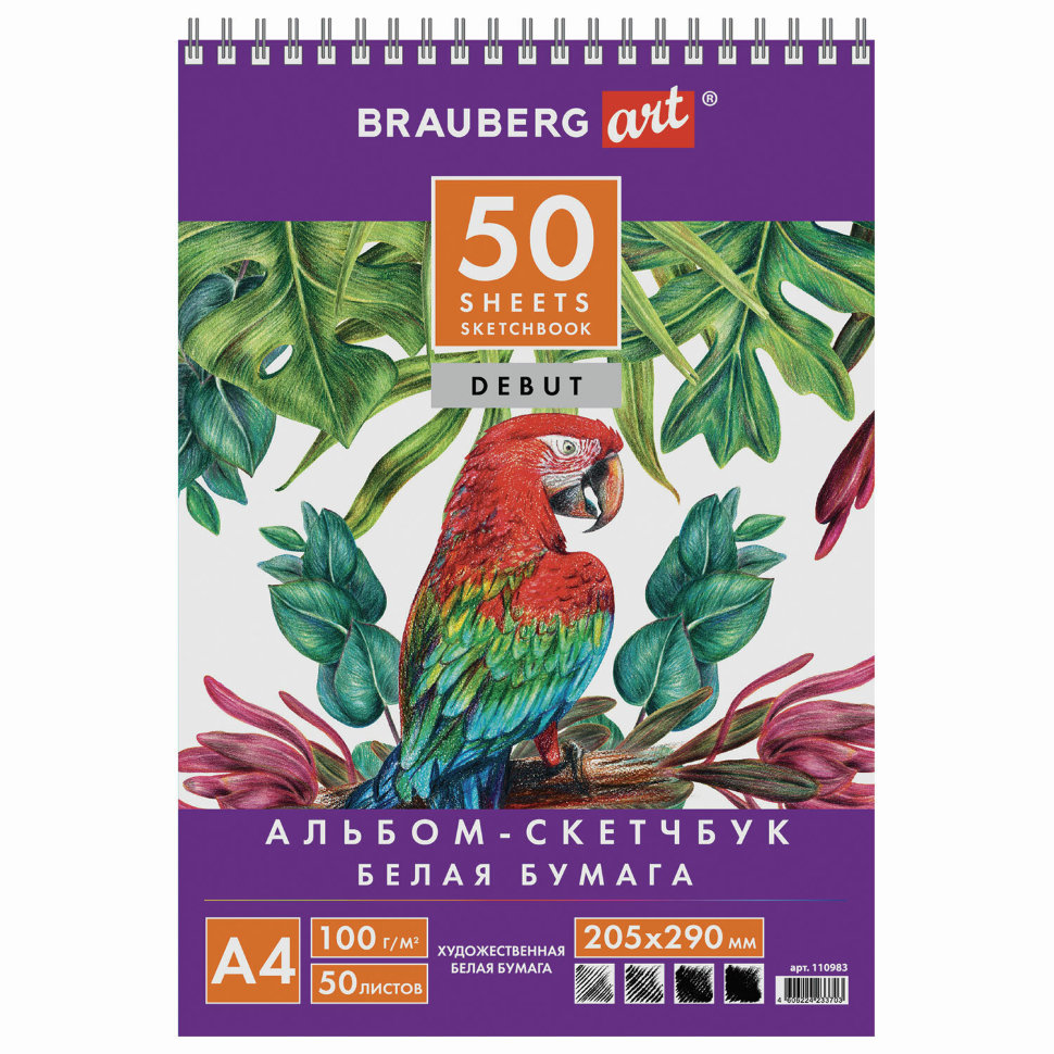 Скетчбук 205х290 мм Debut 50 листов, 100 г/м2 110983 цена за 4 шт , 